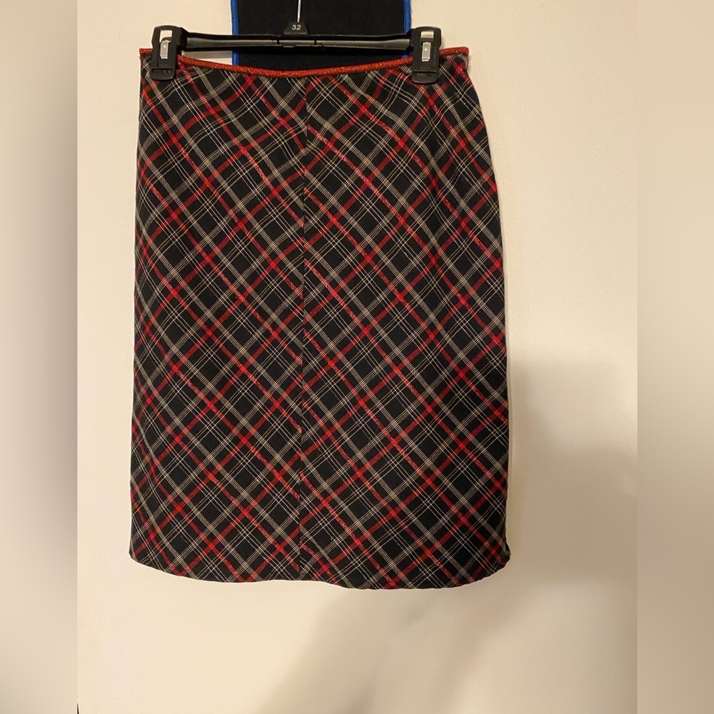Vintage Blue M Plaid Red & Black stretchy skirt